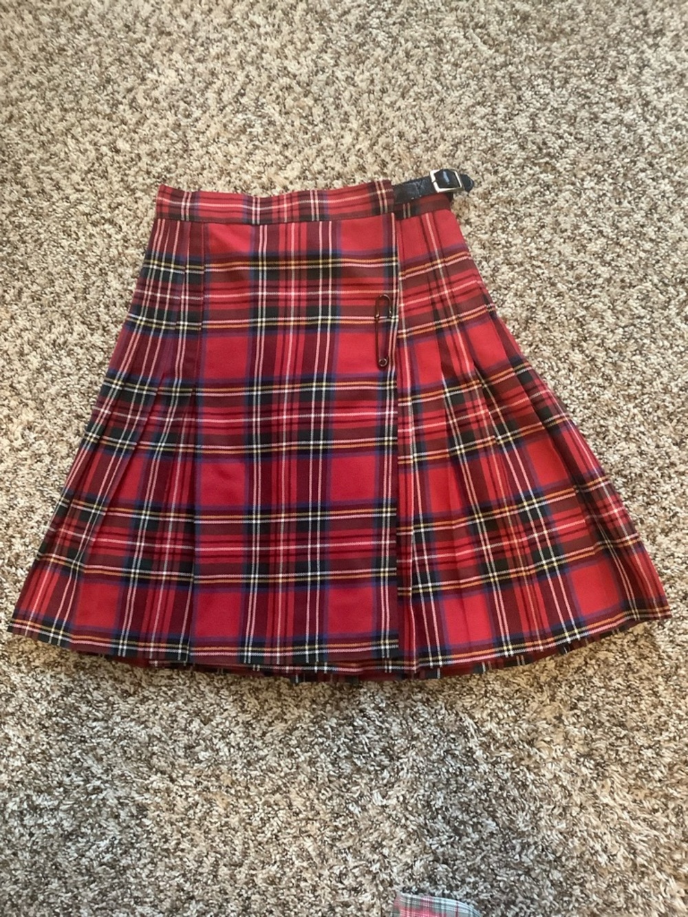 Vintage Moda School girl red pleated plaid short skirt